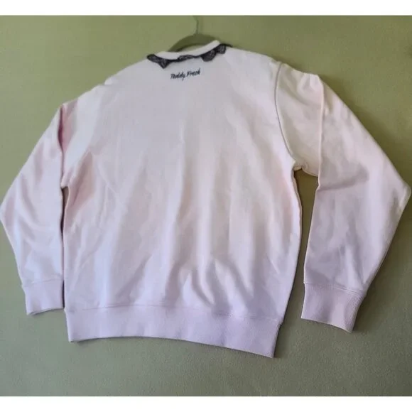 Teddy Fresh Lace Applique Bear Sweatshirt Small Pink Long Sleeve Fun Soft NWOT - Picture 5 of 9